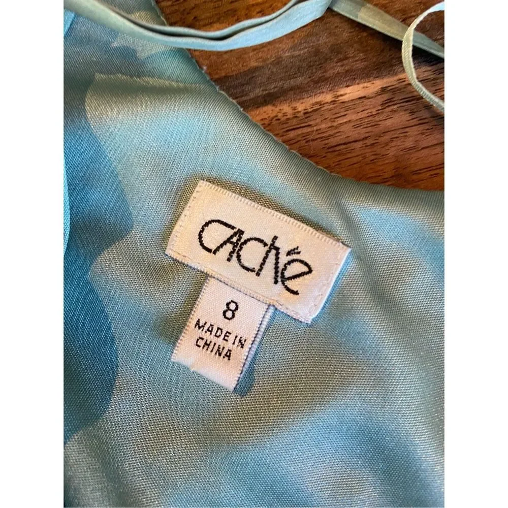 Vintage Cache Silk Gown Beaded Lace Sequin Gemstone Slinky Low Back Dress - SZ 8 - Picture 9 of 12